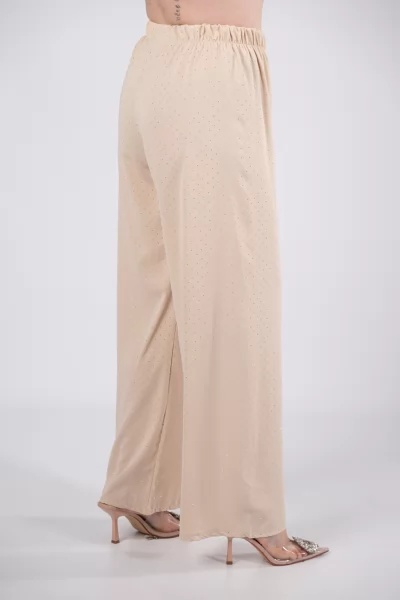 Set Blouse Pants Strass Beige