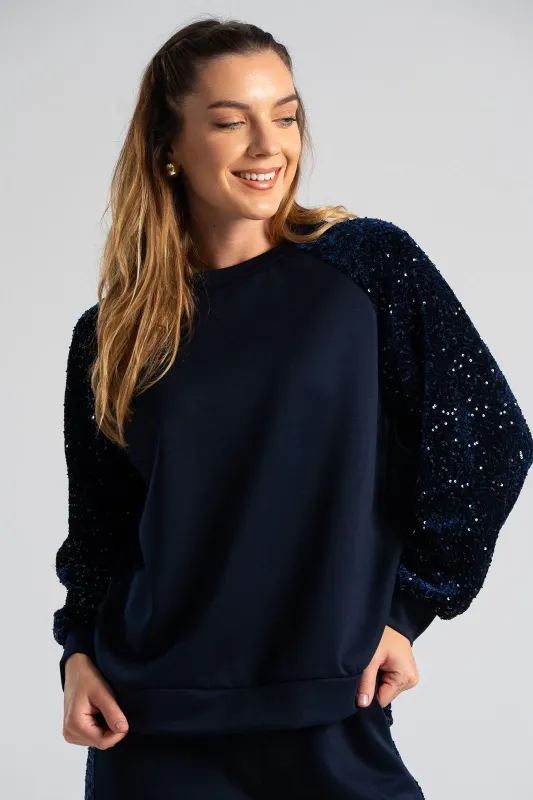 Σετ Μπλούζα-Παντελόνι Velvet Παγιέτα