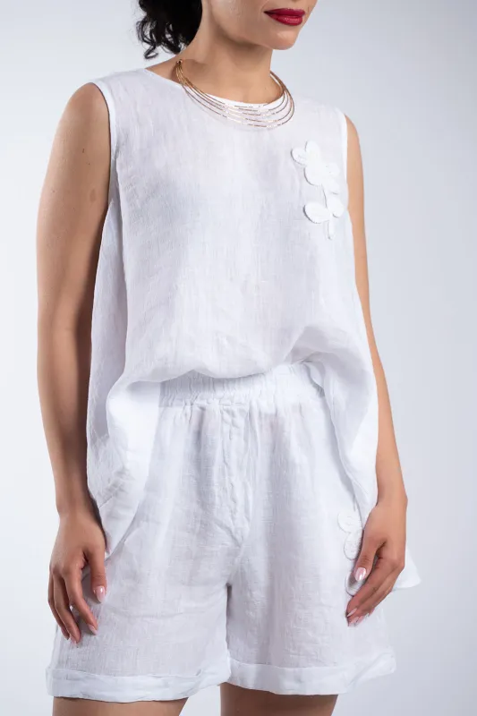 Set Blouse-shorts Linen Flower