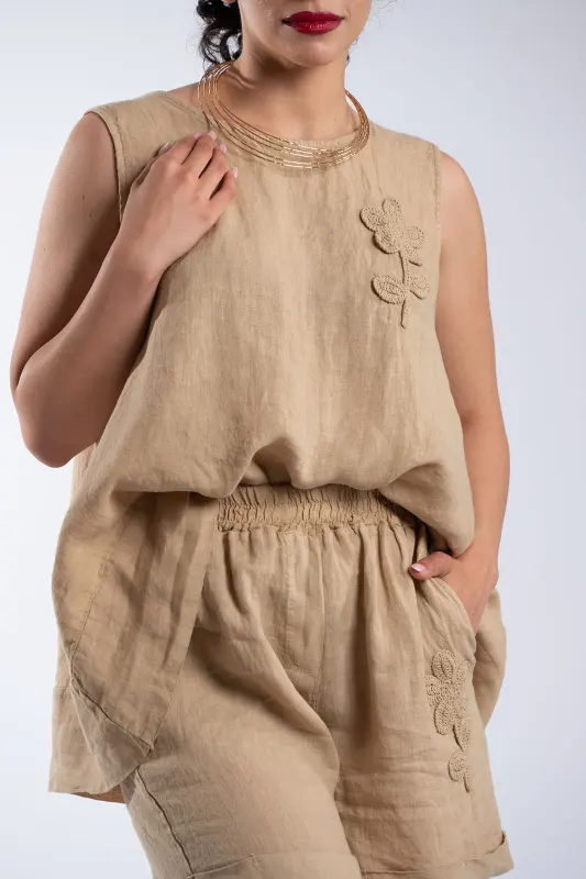 Set Blouse-shorts Linen Flower