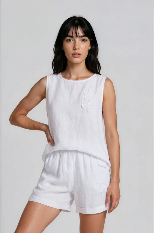 Set Blouse-shorts Linen Flower