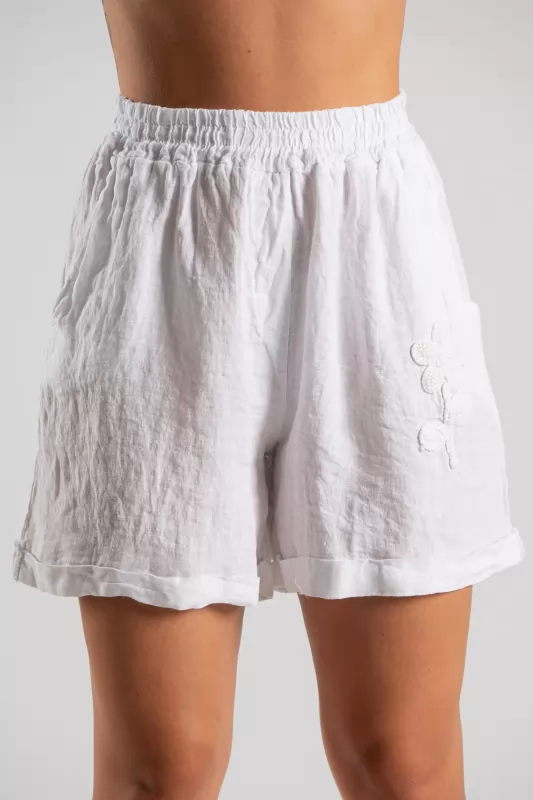 Σετ Μπλούζα-Shorts Λινό Λουλούδι