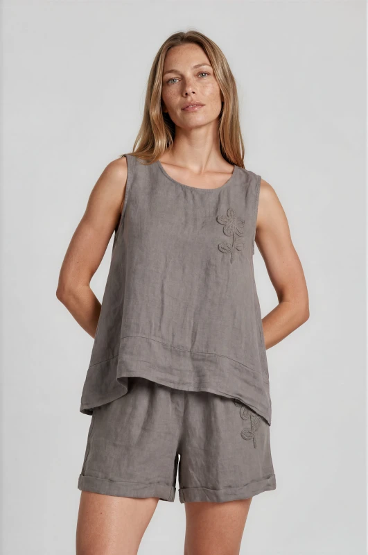 Set Blouse-shorts Linen Flower