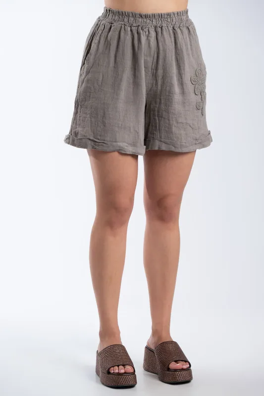 Set Blouse-shorts Linen Flower