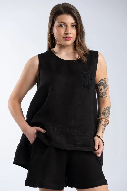 Set Blouse-shorts Linen Flower