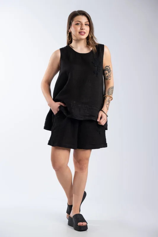 Set Blouse-shorts Linen Flower