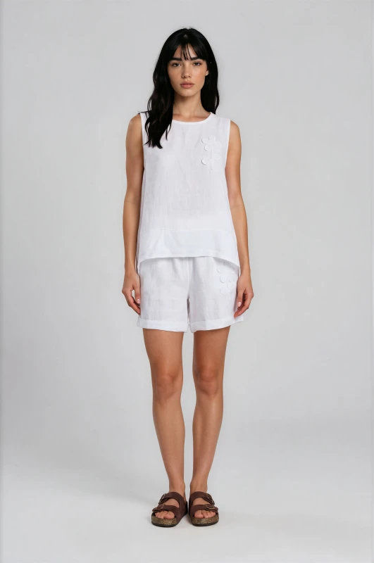 Set Blouse-shorts Linen Flower