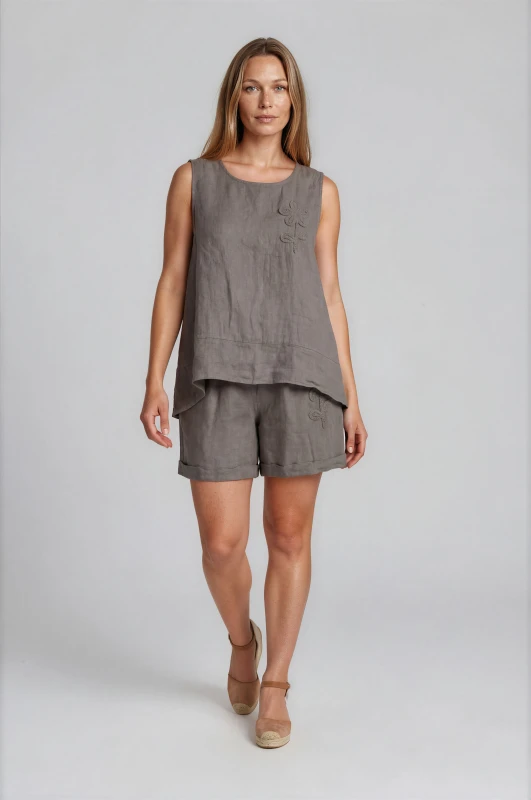 Set Blouse-shorts Linen Flower