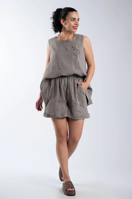 Set Blouse-shorts Linen Flower