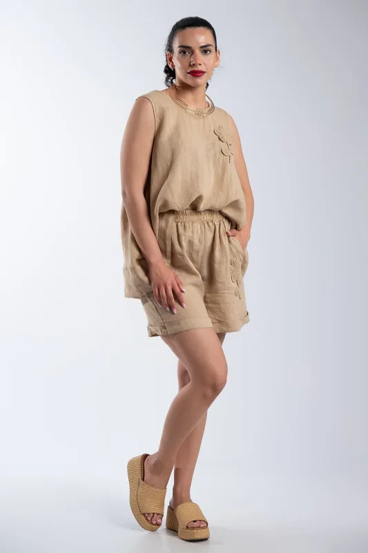 Set Blouse-shorts Linen Flower