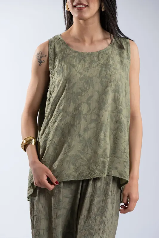 Set Blouse-Zip-Cullote Leaves 
