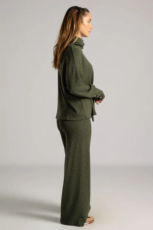 Set Blouse Turtleneck Pants Knitted