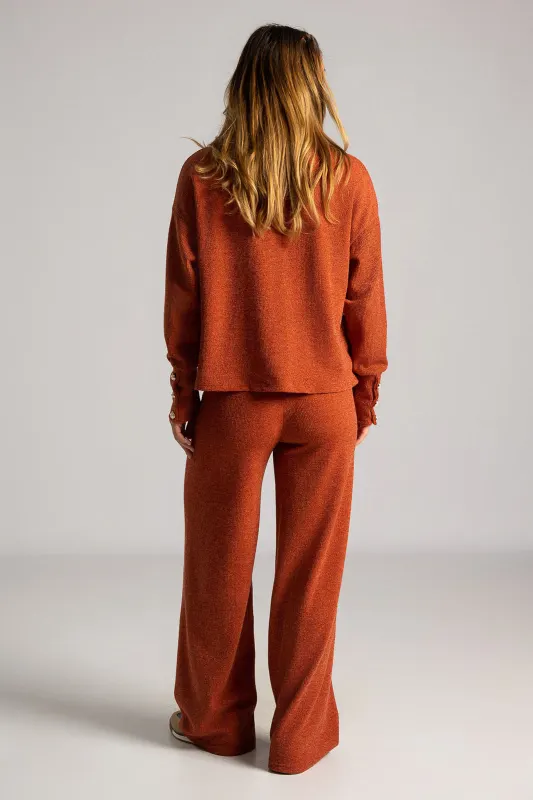Set Blouse Turtleneck Pants Knitted