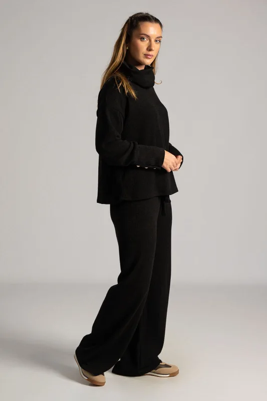 Set Blouse Turtleneck Pants Knitted