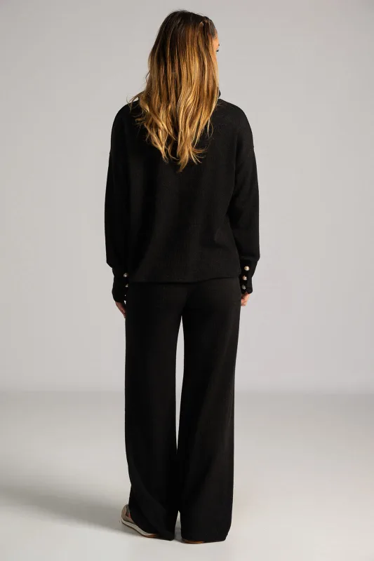 Set Blouse Turtleneck Pants Knitted