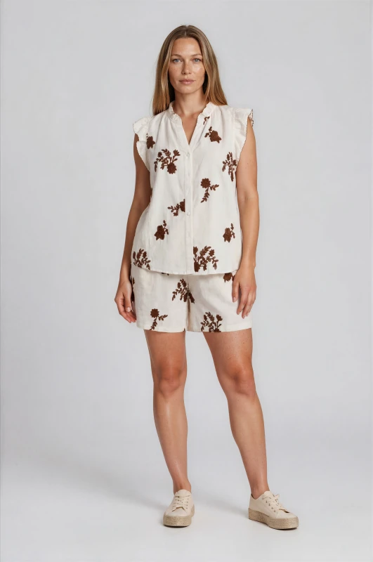 Σετ Πουκάμισο-Shorts Κέντημα Floral