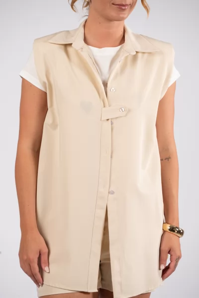 Set Shirt-Shorts Stripes Beige