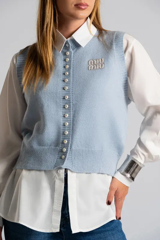 Set Shirt-Cardigan Αμάνικη