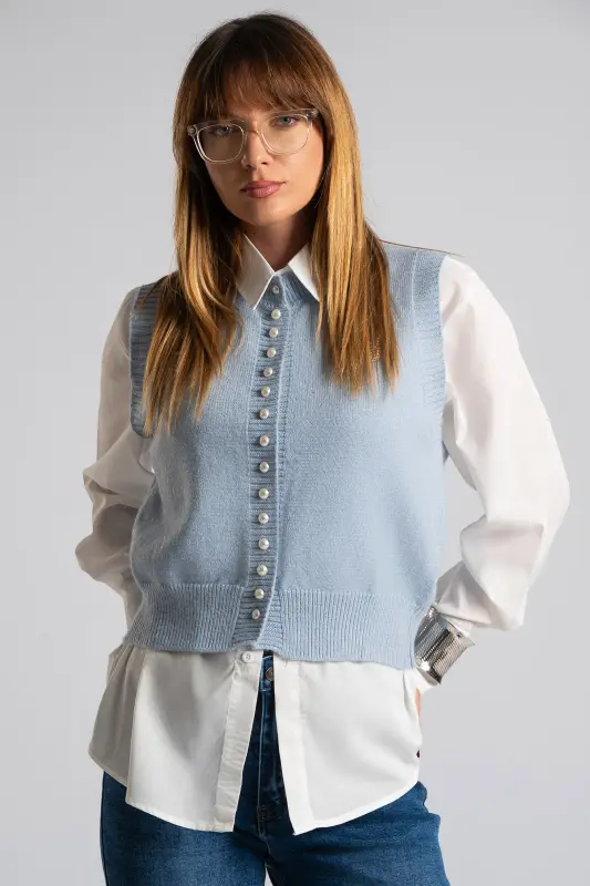 Set Shirt-Cardigan Αμάνικη