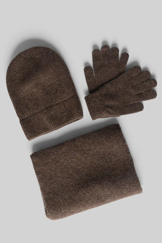 Co-ord Hat-Gloves-Scarf Knitted 