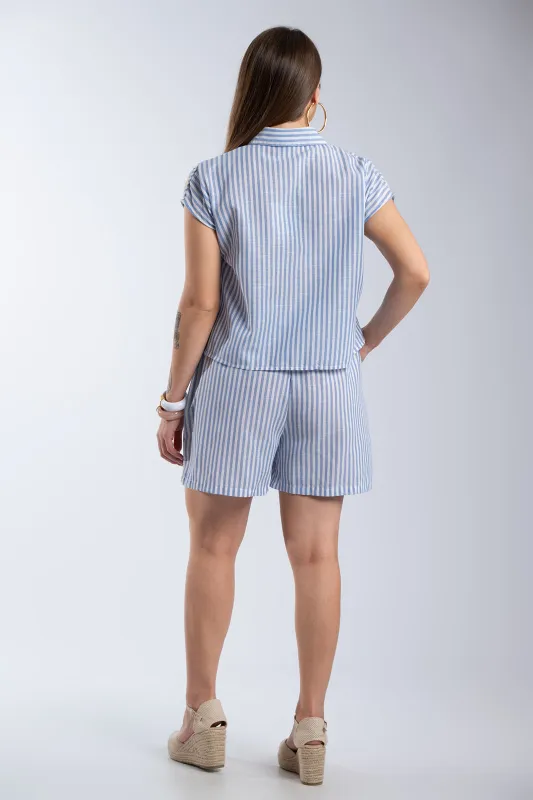Set Shorts-Shirt Stripes Embroidery