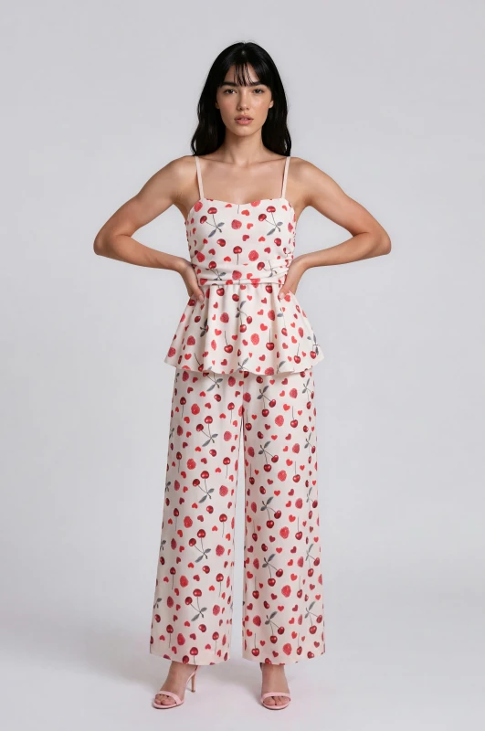 Co-ord Top-Pants Hearts Fruits 