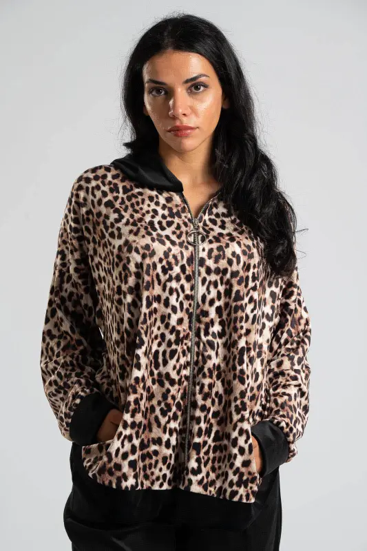 Σετ Velvet Ζακέτα-Παντελόνι Leopard