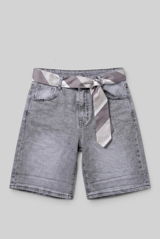 Shorts Denim With Tie Belt