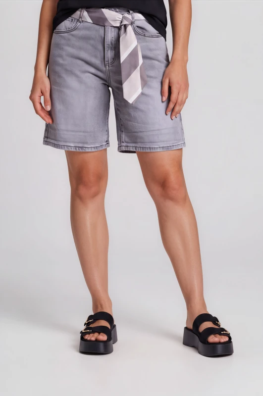Shorts Denim With Tie Belt