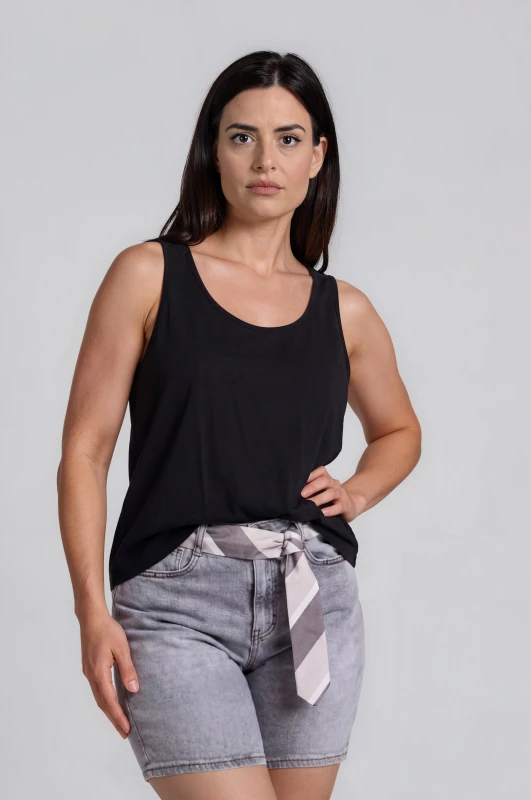 Shorts Denim Με Ζώνη Γραβάτα