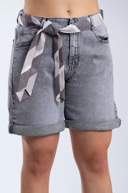 Shorts Denim Με Ζώνη Γραβάτα