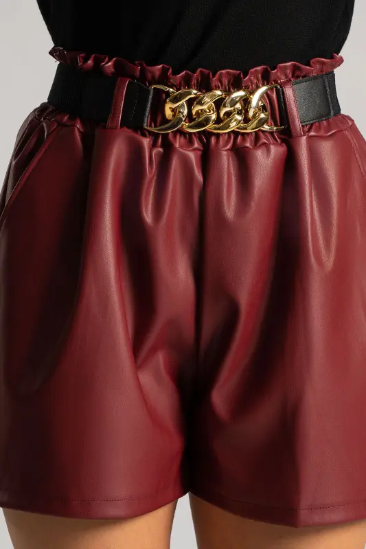 Shorts Δερματίνη Μεταλλική Λεπτομέρεια