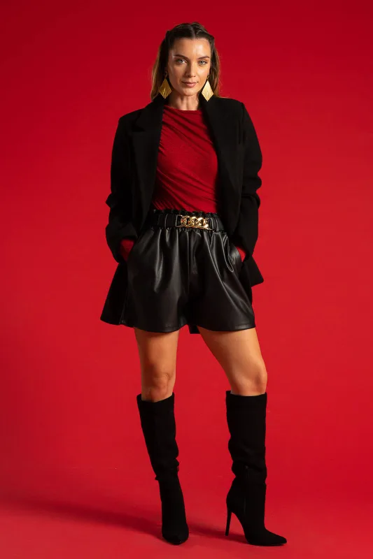 Shorts Leatherette Metallic Detail