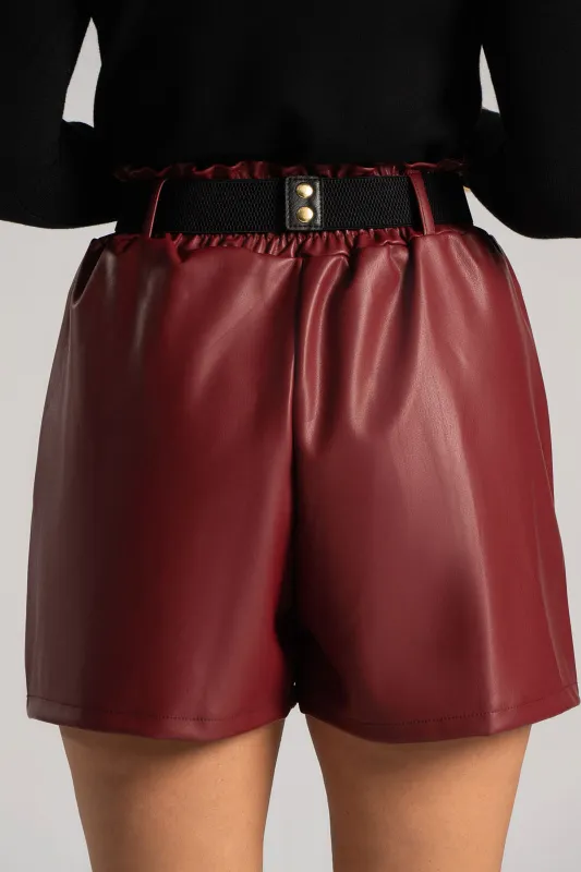 Shorts Δερματίνη Μεταλλική Λεπτομέρεια