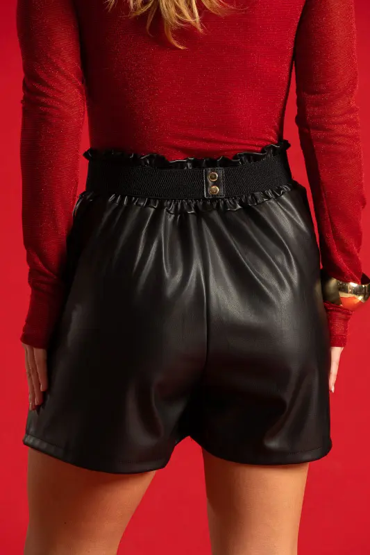 Shorts Δερματίνη Μεταλλική Λεπτομέρεια