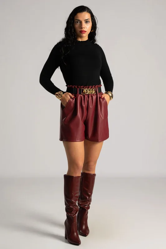 Shorts Leatherette Metallic Detail