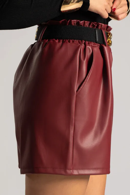 Shorts Δερματίνη Μεταλλική Λεπτομέρεια