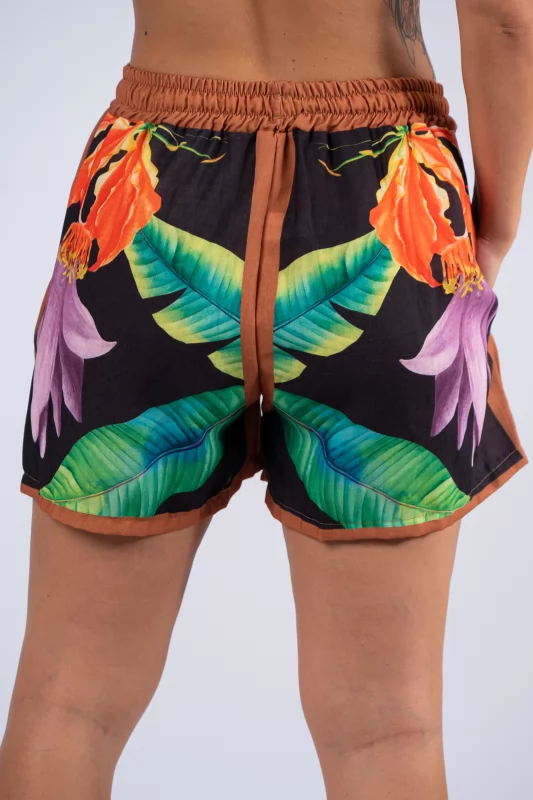 Shorts Floral Multicolor-Μαύρο
