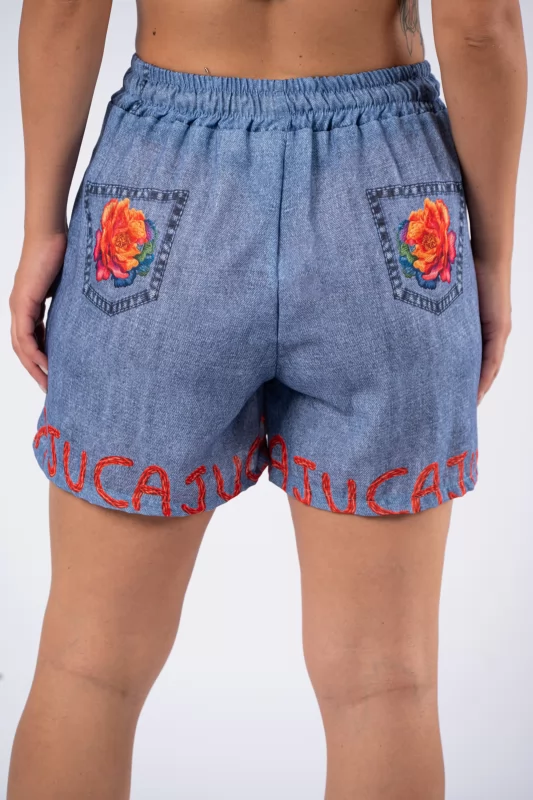 Shorts Floral Orange-Denim