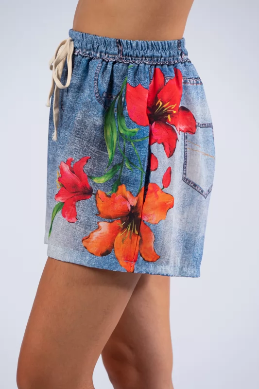 Shorts Ibiscus Κόκκινο-Denim