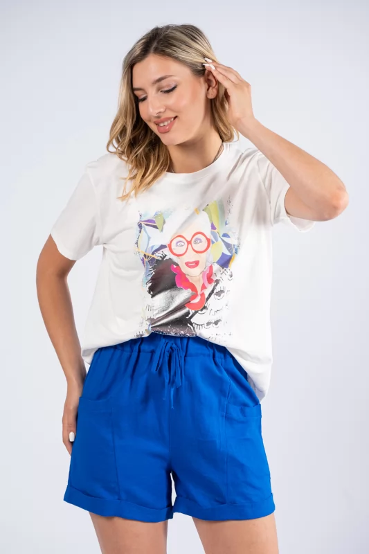 Shorts Linen Blue Roux