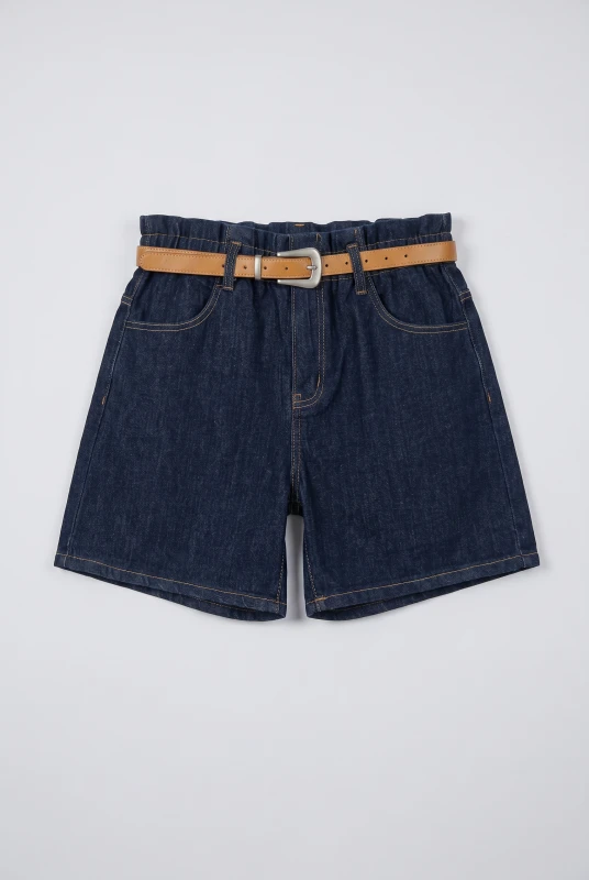 Shorts Τζιν Δερματίνη Ζώνη
