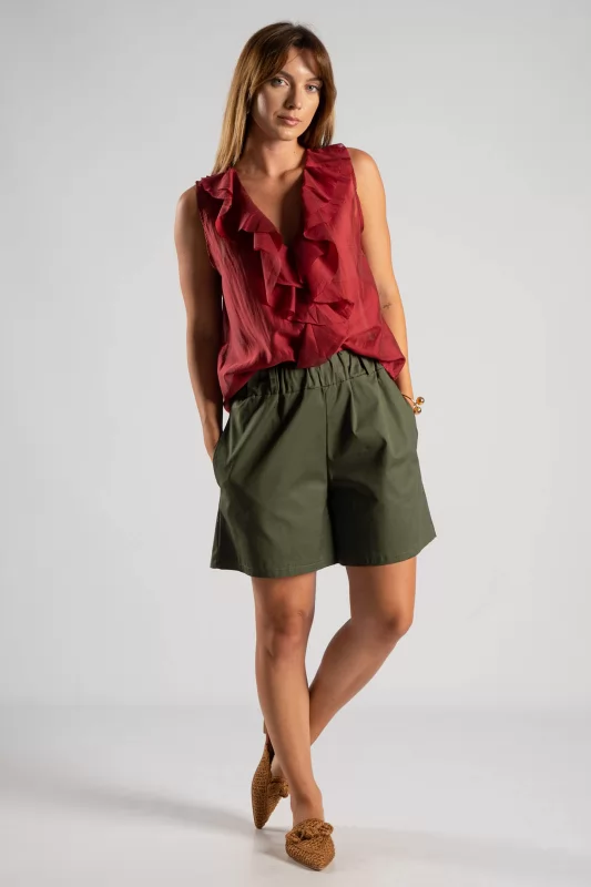 Cotton Elastic Waist Shorts