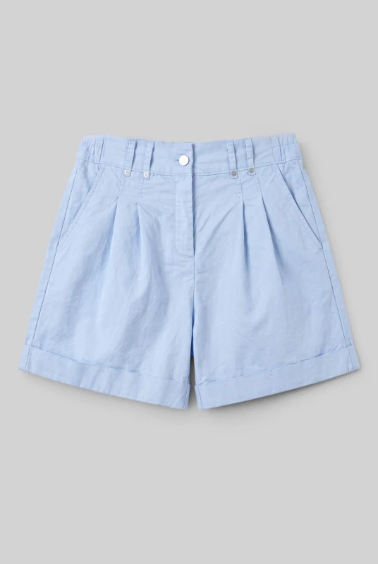 Shorts Βαμβακερό Με Ρεβέρ