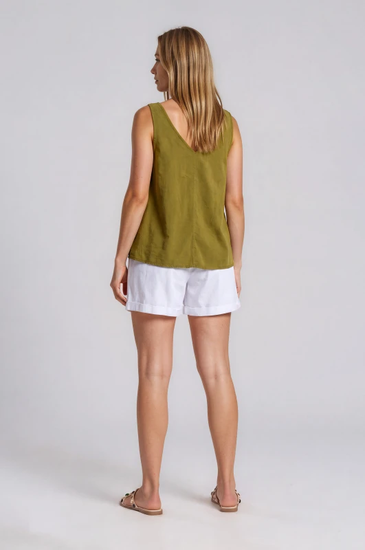 Shorts Βαμβακερό Με Ρεβέρ