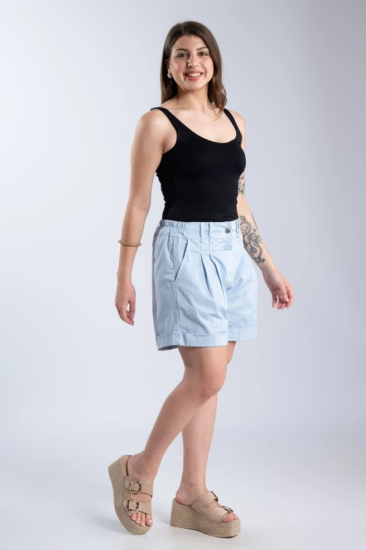 Shorts Cotton With Lapel
