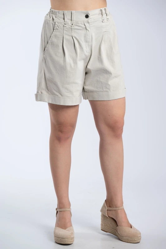 Shorts Βαμβακερό Με Ρεβέρ