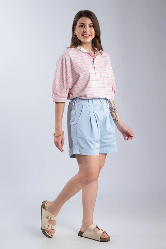 Shorts Cotton With Lapel