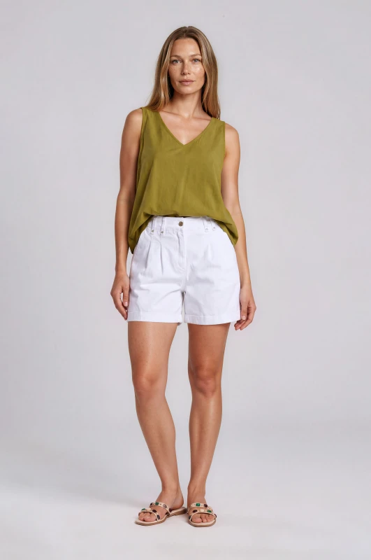 Shorts Βαμβακερό Με Ρεβέρ