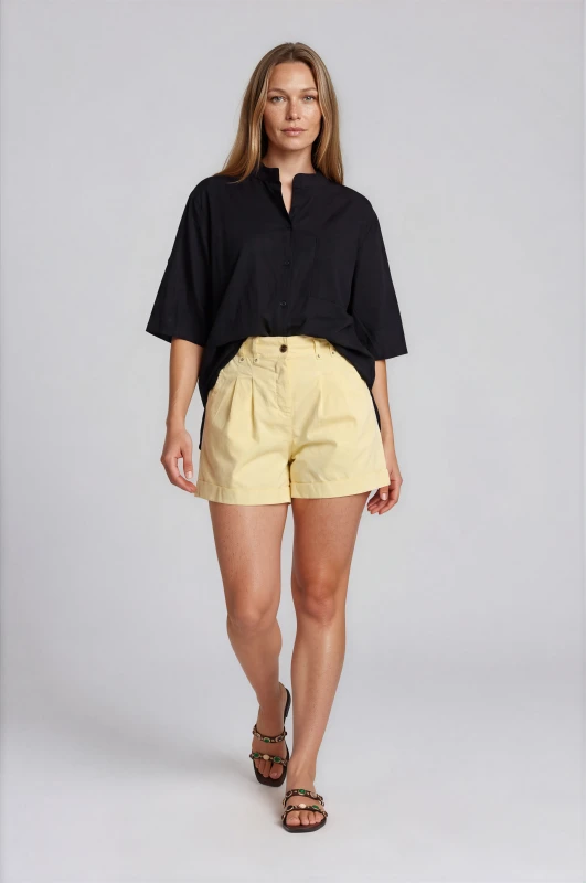 Shorts Βαμβακερό Με Ρεβέρ